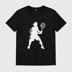 Футболка хлопковая мужская Белый силуэт теннисиста, цвет: черный