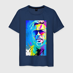 Футболка хлопковая мужская Brad Pitt - sketch - pop art, цвет: тёмно-синий