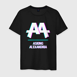 Футболка хлопковая мужская Asking Alexandria glitch rock, цвет: черный