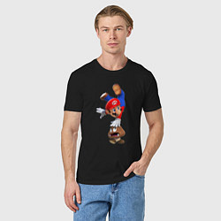 Футболка хлопковая мужская Марио на грибе, цвет: черный — фото 2