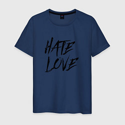 Футболка хлопковая мужская Hate love Face, цвет: тёмно-синий