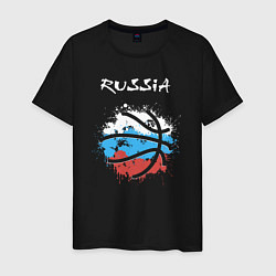 Футболка хлопковая мужская Russia basketball, цвет: черный