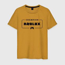 Футболка хлопковая мужская Roblox gaming champion: рамка с лого и джойстиком, цвет: горчичный