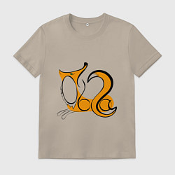 Футболка хлопковая мужская Лиса Ольга, цвет: миндальный