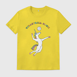 Футболка хлопковая мужская Волейбольная магия, цвет: желтый