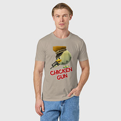 Футболка хлопковая мужская Chicken Gun logo, цвет: миндальный — фото 2