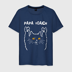 Футболка хлопковая мужская Papa Roach rock cat, цвет: тёмно-синий