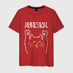 Футболка хлопковая мужская Maneskin rock cat, цвет: красный