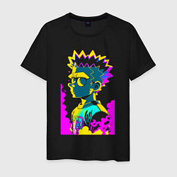 Футболка хлопковая мужская Bart Simpson - pop art, цвет: черный