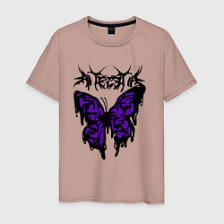 Футболка хлопковая мужская Gothic black butterfly, цвет: пыльно-розовый