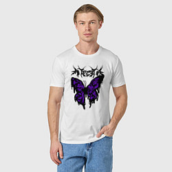 Футболка хлопковая мужская Gothic black butterfly, цвет: белый — фото 2