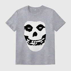 Футболка хлопковая мужская Череп misfits, цвет: меланж