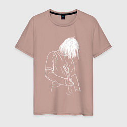 Футболка хлопковая мужская Kurt Cobain grunge, цвет: пыльно-розовый