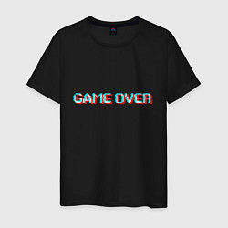 Футболка хлопковая мужская Glitch game over, цвет: черный