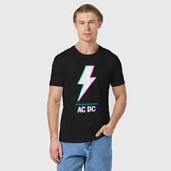 Футболка хлопковая мужская AC DC glitch rock, цвет: черный — фото 2