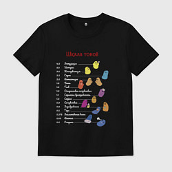 Футболка хлопковая мужская Шкала тонов черная, цвет: черный