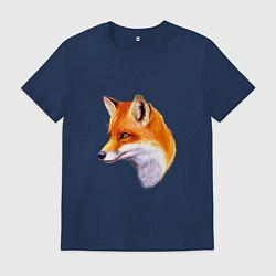 Футболка хлопковая мужская Лисичка красавица, цвет: тёмно-синий