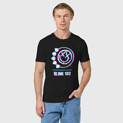 Футболка хлопковая мужская Blink 182 glitch rock, цвет: черный — фото 2