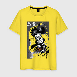 Футболка хлопковая мужская Bart Simpson ninja - hieroglyphs, цвет: желтый