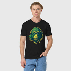 Футболка хлопковая мужская Обезьяна голова гориллы, цвет: черный — фото 2
