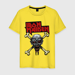 Футболка хлопковая мужская Iron Maiden bones, цвет: желтый