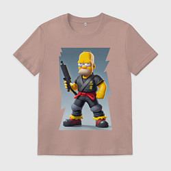 Футболка хлопковая мужская Homer Simpson - cyberninja - fantasy, цвет: пыльно-розовый