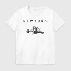 Футболка хлопковая мужская Бруклинский мост, цвет: белый