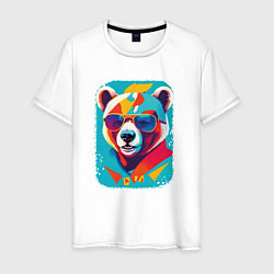 Футболка хлопковая мужская Pop-Art Panda, цвет: белый
