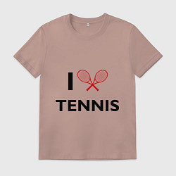 Футболка хлопковая мужская I Love Tennis, цвет: пыльно-розовый