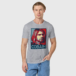 Футболка хлопковая мужская Nirvana - Kurt Cobain, цвет: меланж — фото 2