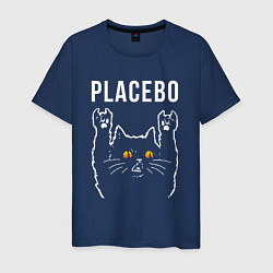 Футболка хлопковая мужская Placebo rock cat, цвет: тёмно-синий