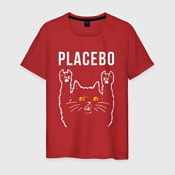 Футболка хлопковая мужская Placebo rock cat, цвет: красный
