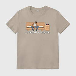 Футболка хлопковая мужская Here We Go Again, цвет: миндальный