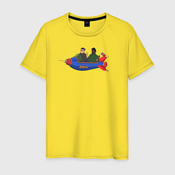 Футболка хлопковая мужская Ким Чен Ын и Биг Смоук, цвет: желтый