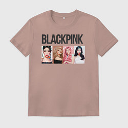 Футболка хлопковая мужская Корейская поп-группа Blackpink, анимационный стиль, цвет: пыльно-розовый