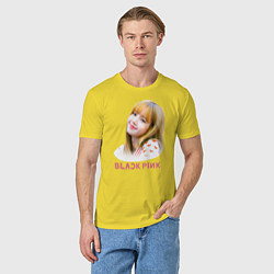 Футболка хлопковая мужская Lisa Blackpink, цвет: желтый — фото 2