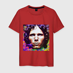 Футболка хлопковая мужская Jim Morrison Glitch 25 Digital Art, цвет: красный