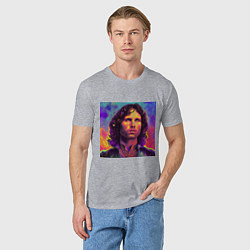 Футболка хлопковая мужская Jim Morrison Strange colors Art, цвет: меланж — фото 2