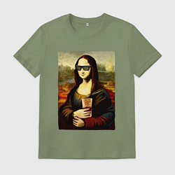 Футболка хлопковая мужская Мона Лиза с шаурмой, цвет: авокадо