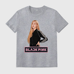 Футболка хлопковая мужская Блэкпинк Роза, цвет: меланж