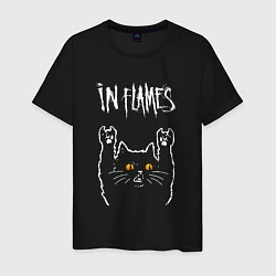 Футболка хлопковая мужская In Flames rock cat, цвет: черный