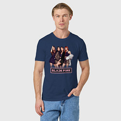Футболка хлопковая мужская Rose Blackpink kpop, цвет: тёмно-синий — фото 2