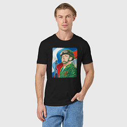 Футболка хлопковая мужская Солдат России, цвет: черный — фото 2