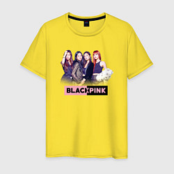 Футболка хлопковая мужская Blackpink girls, цвет: желтый