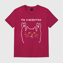Футболка хлопковая мужская The Cranberries rock cat, цвет: маджента