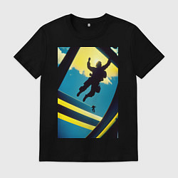 Футболка хлопковая мужская Два парашютиста, цвет: черный