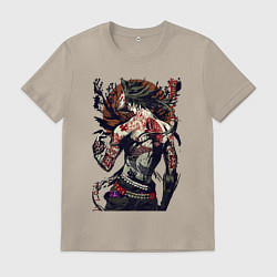 Футболка хлопковая мужская Japan demon, цвет: миндальный