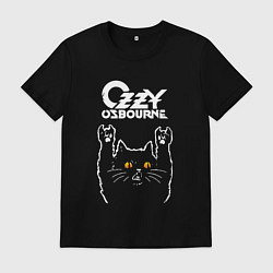 Футболка хлопковая мужская Ozzy Osbourne rock cat, цвет: черный