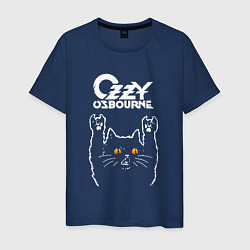 Футболка хлопковая мужская Ozzy Osbourne rock cat, цвет: тёмно-синий
