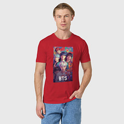 Футболка хлопковая мужская BTS anime kpop, цвет: красный — фото 2